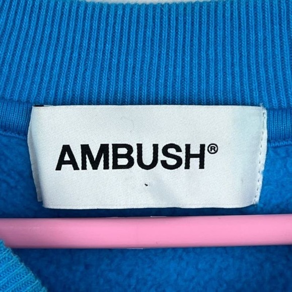 Ambush Blue Panel Color block pull over crew neck Sweatshirt size 1 US: S - Picture 8 of 9
